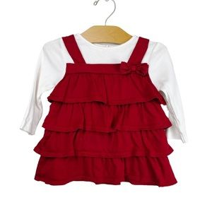 Gymboree Holiday Panda Tiered Ruffle Top Red White 12-18 Months